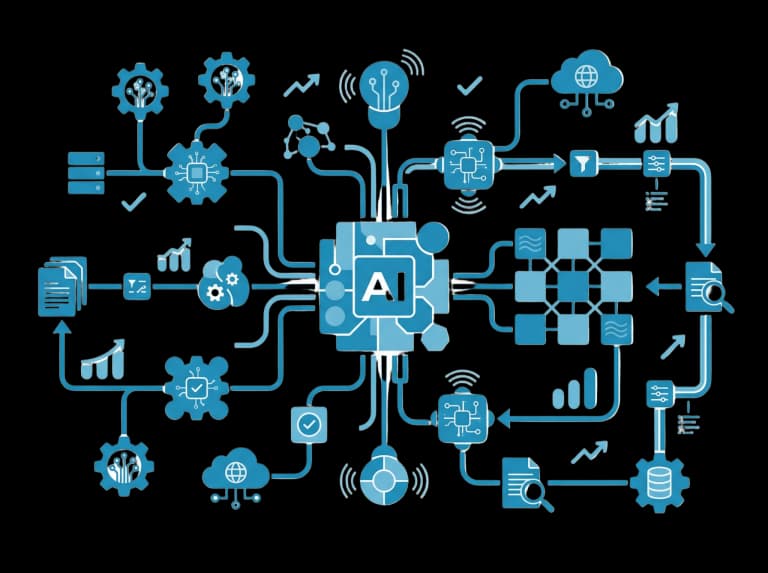 AI automation ecosystem illustration